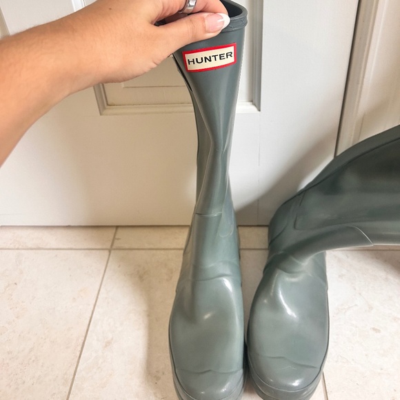 Grey High Rise Hunter Boots - Picture 1 of 4